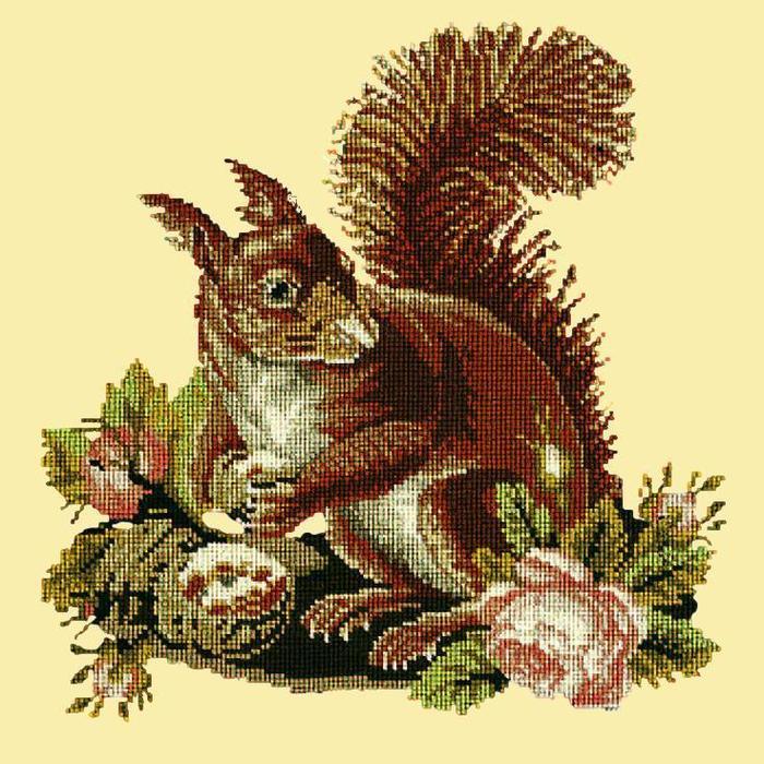 Squirrel Needlepoint Kit Kits Elizabeth Bradley Design Butter Yellow 