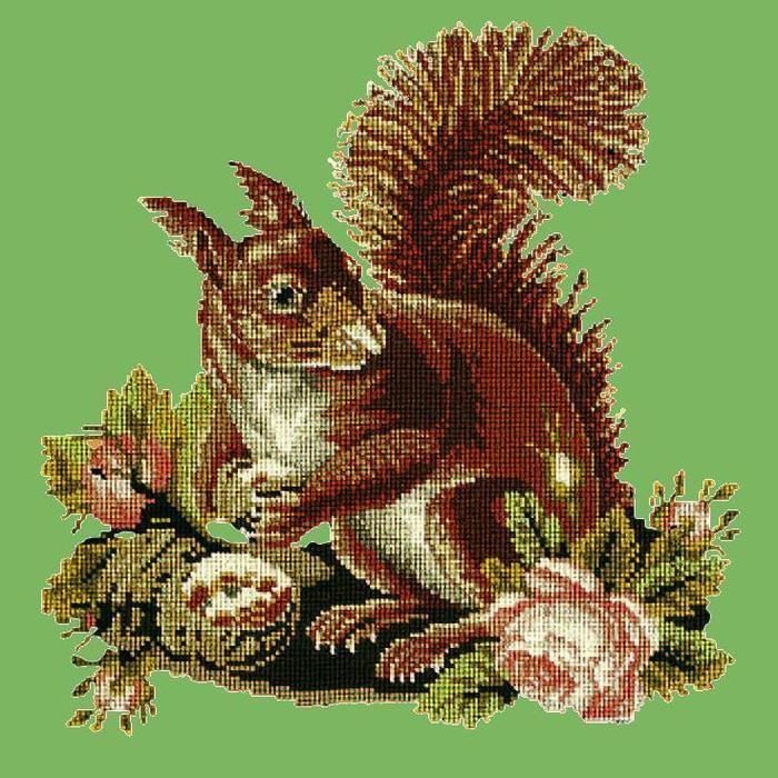 Squirrel Needlepoint Kit Kits Elizabeth Bradley Design Grass Green 