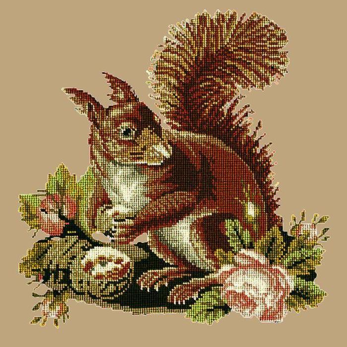 Squirrel Needlepoint Kit Kits Elizabeth Bradley Design Sand 