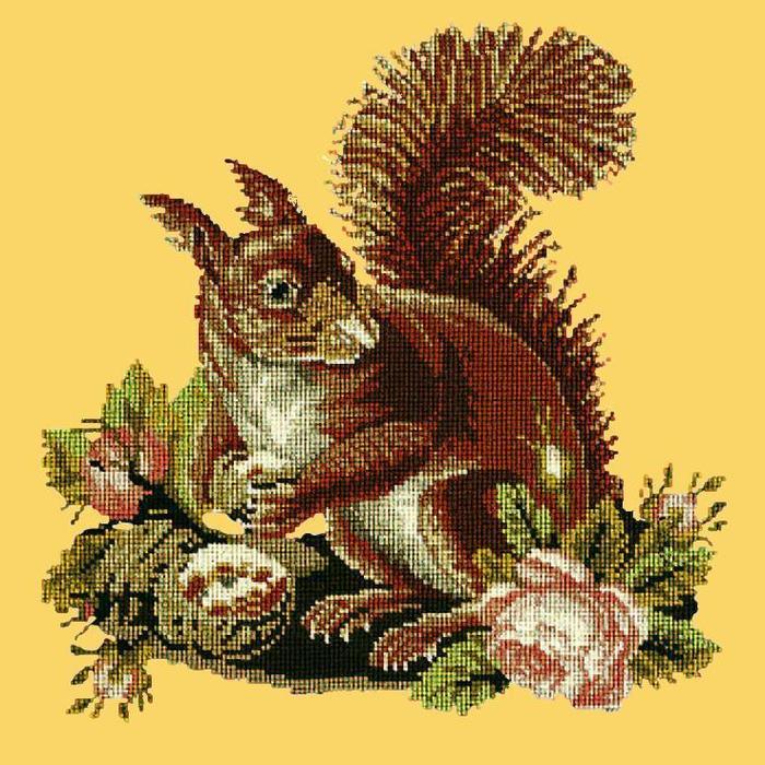 Squirrel Needlepoint Kit Kits Elizabeth Bradley Design Sunflower Yellow 