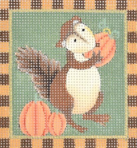Squirrels - Pumpkin Squirrel Painted Canvas Melissa Shirley Designs