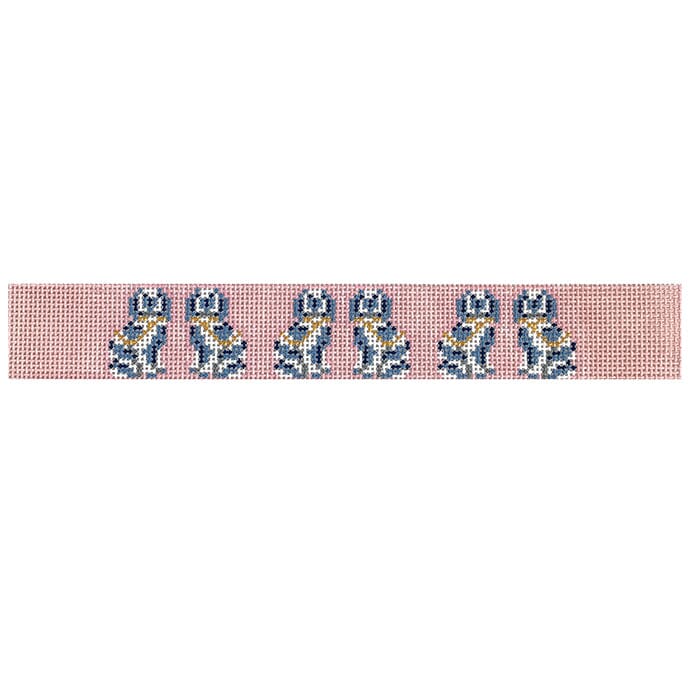 Staffordshire Dog Key Fob Painted Canvas The Gingham Stitchery - 1