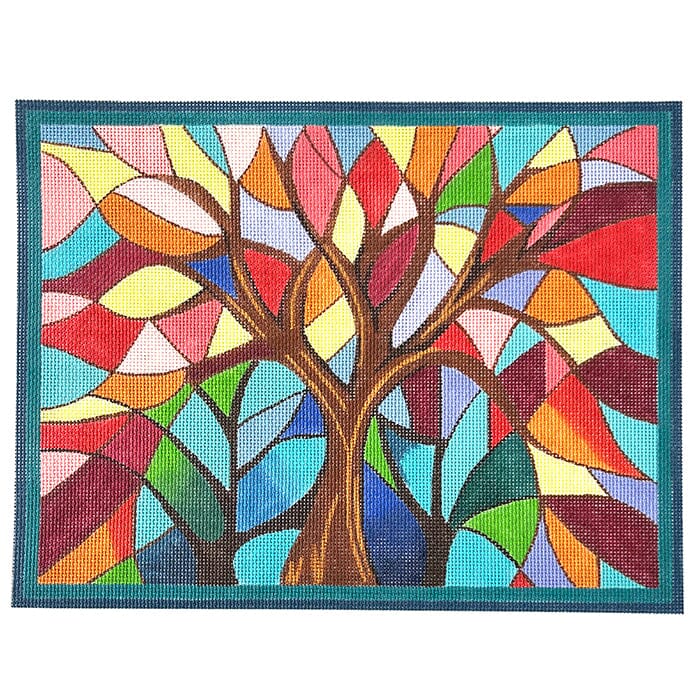 Stainglass Tree of Life Painted Canvas Alice Peterson Company
