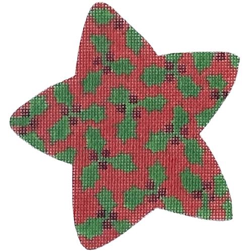Star with Holly Painted Canvas The Meredith Collection - 1