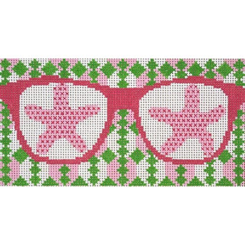Starfish Eyeglass Case Painted Canvas Two Sisters Needlepoint - 1