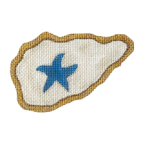 Starfish Oyster Shell hand-painted needlepoint stitching canvas, Needlepoint Canvases & Threads