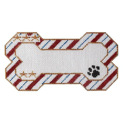 Stars and Stripes Bone Ornament Painted Canvas Danji Designs - 1