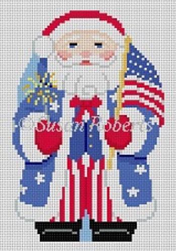 Stars and Stripes Santa Painted Canvas Susan Roberts Needlepoint Designs, Inc. - 1