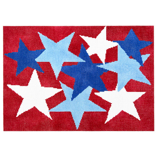 Stars on Red Background Painted Canvas A Stitch in Time - 1