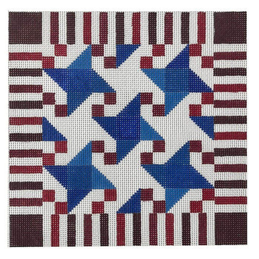 Stars & Stripes Quilt - Christine Beckwith Clark Painted Canvas Cooper Oaks Design 