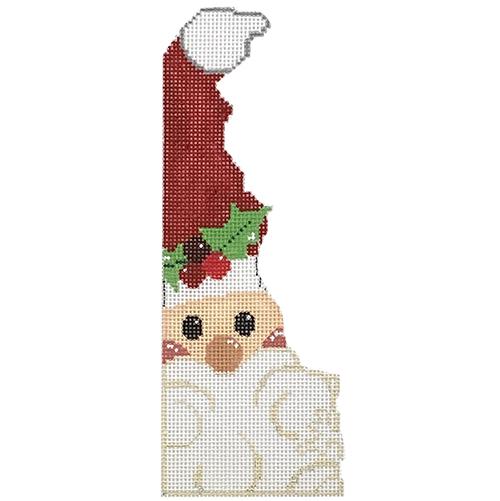 State Shaped Santa Delaware Painted Canvas The Meredith Collection - 1