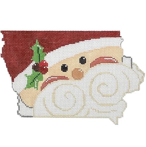 State Shaped Santa Iowa Painted Canvas The Meredith Collection - 1