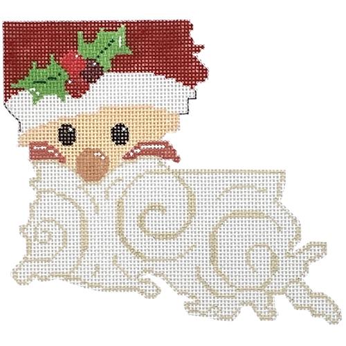 State Shaped Santa Louisiana Painted Canvas The Meredith Collection - 1