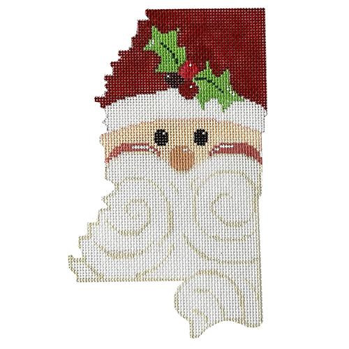 State Shaped Santa Mississippi Painted Canvas The Meredith Collection - 1