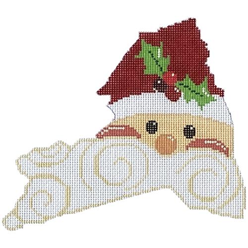 State Shaped Santa New York Painted Canvas The Meredith Collection - 1