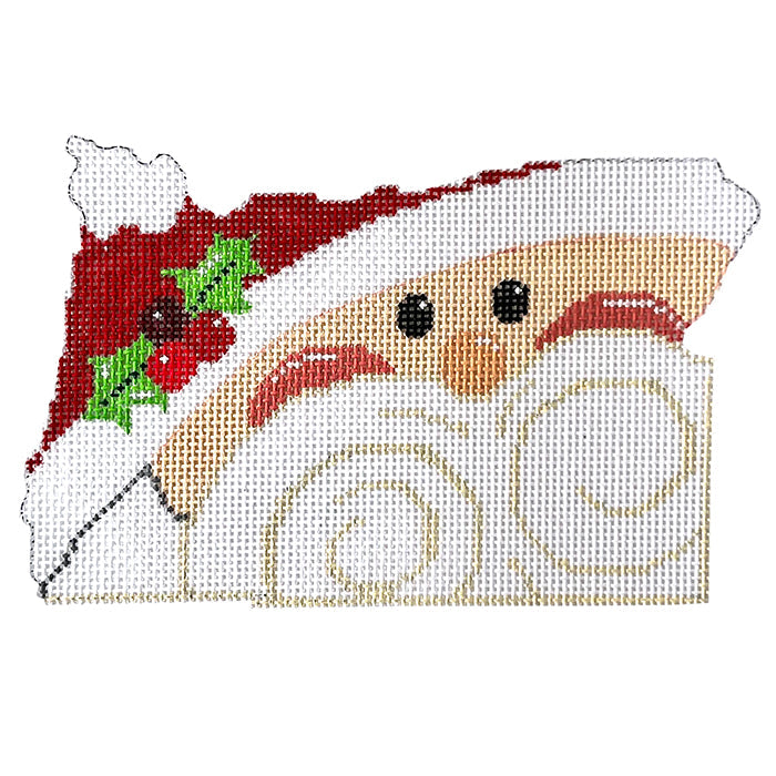 State Shaped Santa Oregon Painted Canvas The Meredith Collection - 1