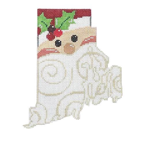State Shaped Santa Rhode Island Painted Canvas The Meredith Collection - 1