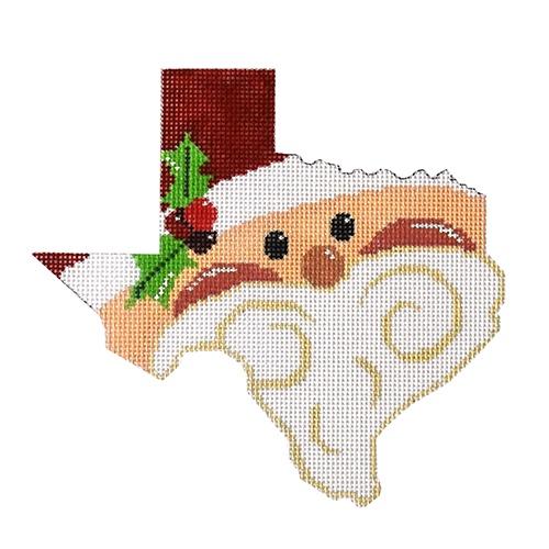 State Shaped Santa Texas Painted Canvas The Meredith Collection - 1