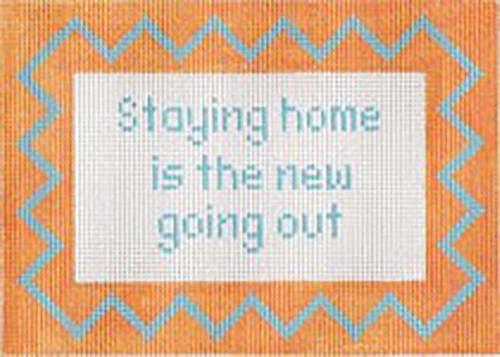Staying Home Sign Painted Canvas Stitch Its - 1