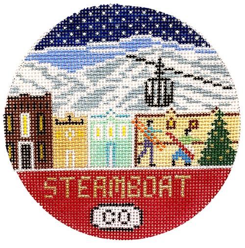 Steamboat Round Painted Canvas Doolittle Stitchery - 1