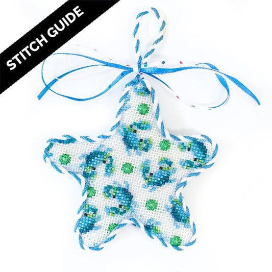 Stitch Guide - Blue Crabs on White Starfish Stitch Guides/Charts Needlepoint.Com 