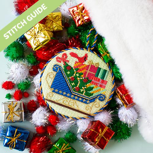 Stitch Guide Blue Sleigh Ornament Stitch Guides/Charts Needlepoint.Com