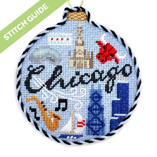 Stitch Guide Chicago Travel Round Stitch Guides/Charts Needlepoint.Com