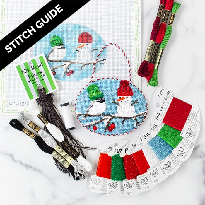 Stitch Guide Chickadee's Snowman Stitch Guides/Charts Needlepoint.Com