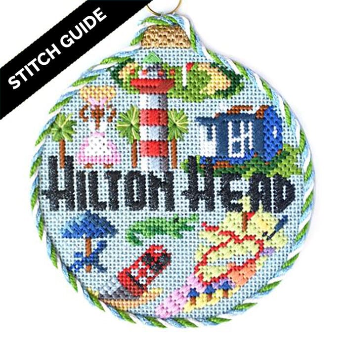 Stitch Guide Hilton Head Travel Round Stitch Guides/Charts Needlepoint.Com