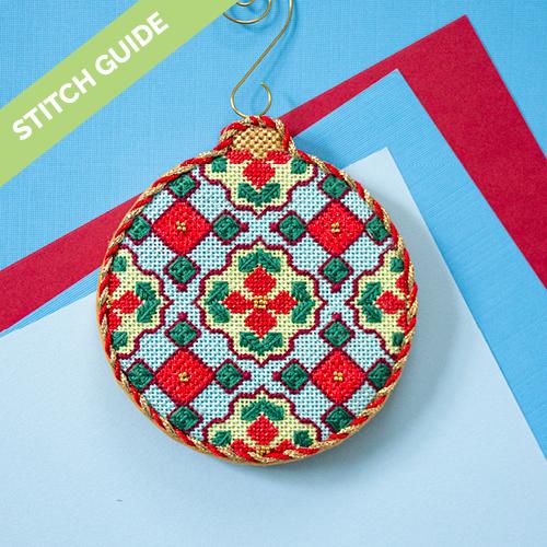 Stitch Guide Ice Blue/Red Florentine Bauble Stitch Guides/Charts Needlepoint.Com