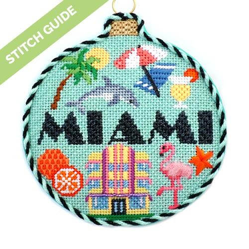 Stitch Guide   Miami Travel Round Stitch Guides/Charts Needlepoint.Com