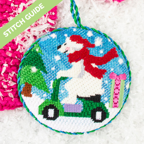 Stitch Guide Polar Bear on Scooter Stitch Guides/Charts Needlepoint.Com