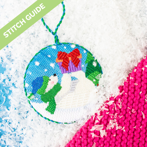 Stitch Guide Polar Bear with Present Stitch Guides/Charts Needlepoint.Com