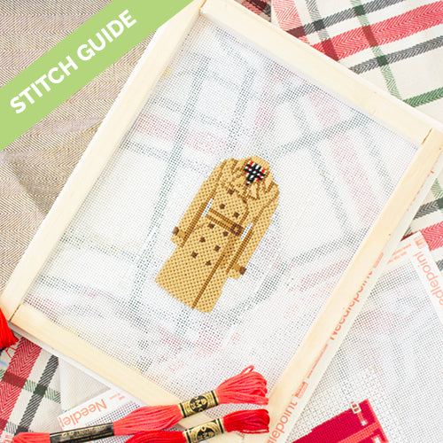 Stitch Guide Preppy Trench Coat Stitch Guides/Charts Needlepoint.Com