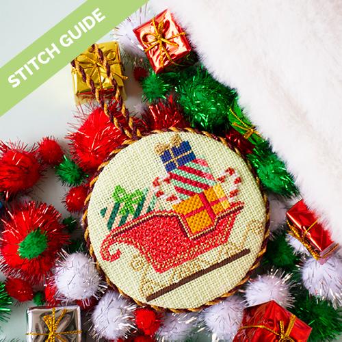 Stitch Guide   Red Sleigh Ornament Stitch Guides/Charts Needlepoint.Com