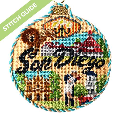 Stitch Guide   San Diego Travel Round Stitch Guides/Charts Needlepoint.Com