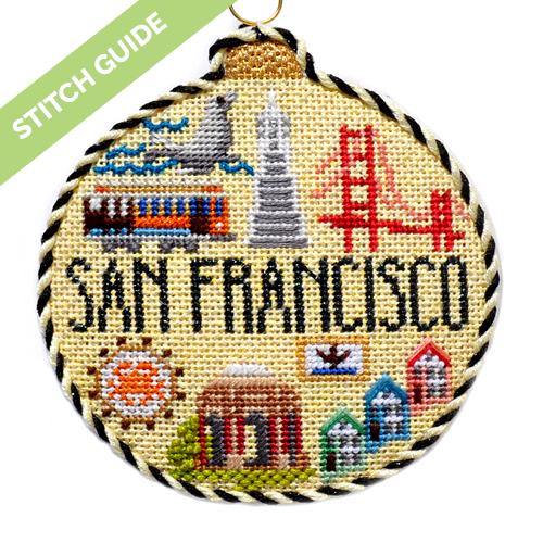Stitch Guide   San Francisco Travel Round Stitch Guides/Charts Needlepoint.Com