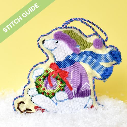 Stitch Guide   Sledding Polar Bear Stitch Guides/Charts Needlepoint.Com