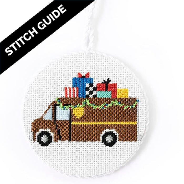 Stitch Guide   UPS Christmas Truck Round Stitch Guides/Charts Needlepoint.Com