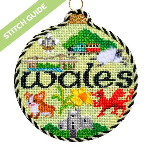 Stitch Guide   Wales Travel Round Stitch Guides/Charts Needlepoint.Com