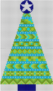 Stitchers Xmas Tree - Light Blue Painted Canvas CBK Needlepoint Collections