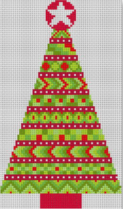 Stitchers Xmas Tree - Red Painted Canvas CBK Needlepoint Collections