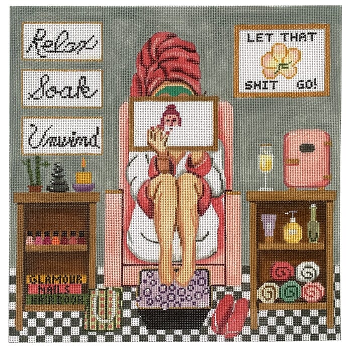Stitching Spa Girl Painted Canvas Alice Peterson Company - 1