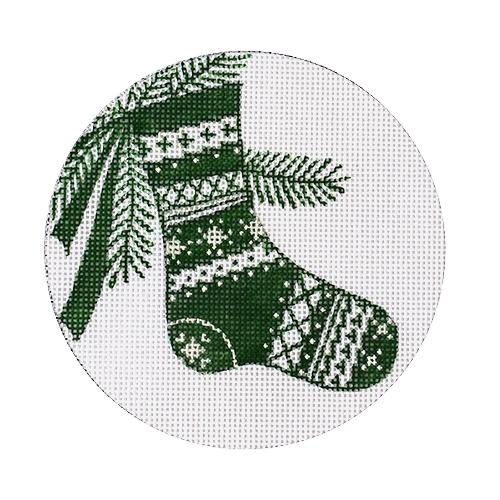 Stocking Ornament Green Painted Canvas Love You More - 1