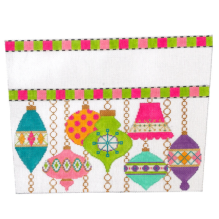 Stocking Top - Ornaments Painted Canvas Eye Candy Needleart