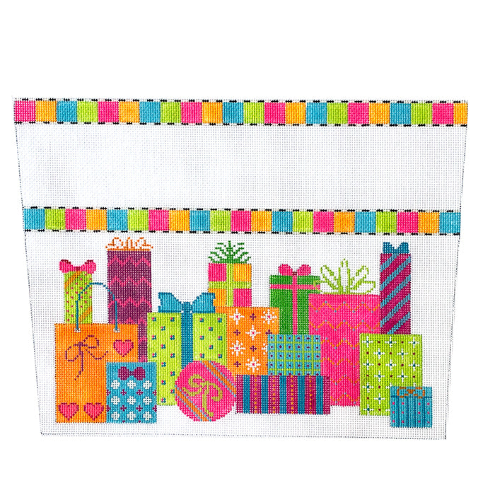 Stocking Top Packages Painted Canvas Eye Candy Needleart - 1