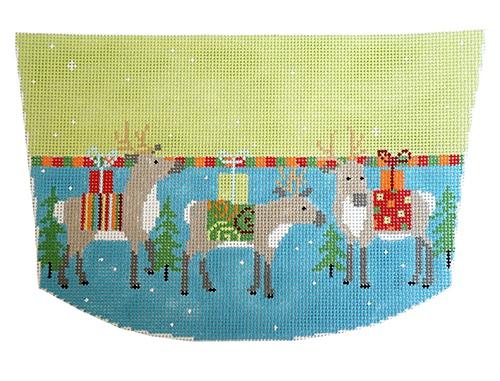 Stocking Top Reindeer Painted Canvas Pippin - 1
