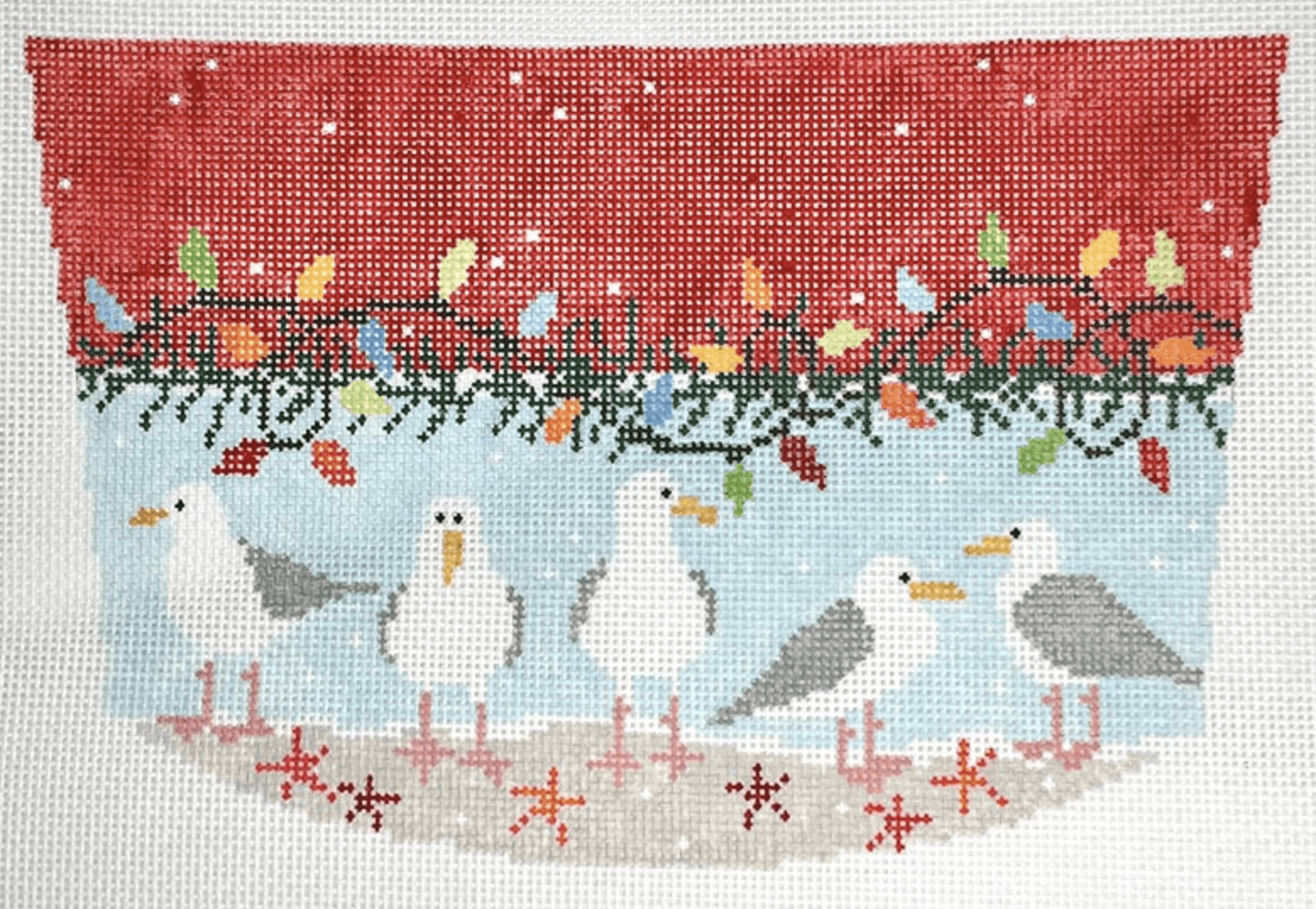 Stocking Top Seagulls Painted Canvas Pippin - 1