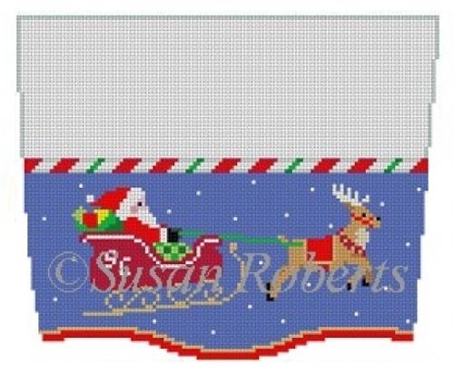 Stocking Topper Sleigh Ride Painted Canvas Susan Roberts Needlepoint Designs, Inc. - 1
