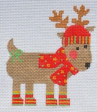 Striped Reindeer Painted Canvas Danji Designs